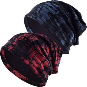 img 4 attached to 2-Pack Slouchy Beanie for Men/Women - Oversized Baggy Skull Cap Summer Thin Knit Hat by EINSKEY