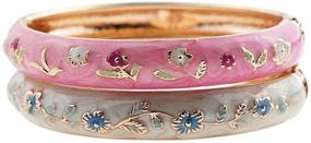 img 3 attached to 🦋 UJOY Flower Butterfly Enameled Jewelry: Gold Plated Hinged Bangle Bracelets Sets for Kids Girls - Elegant 55D26-D24 Collection