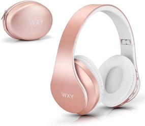 img 4 attached to 🎧 Wireless Over Ear Bluetooth Headphones, WXY Girls V5.0 with Built-in Mic, Micro TF, FM Radio, Soft Earmuffs & Lightweight - Rose Gold for iPhone/Samsung/PC/TV/Travel