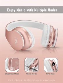 img 2 attached to 🎧 Wireless Over Ear Bluetooth Headphones, WXY Girls V5.0 with Built-in Mic, Micro TF, FM Radio, Soft Earmuffs & Lightweight - Rose Gold for iPhone/Samsung/PC/TV/Travel