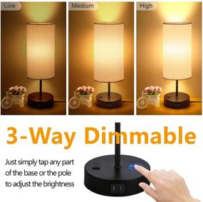 img 3 attached to 💡 Touch Control Bedside Table Lamp Set with USB Charging Ports, AC Outlet and LED Bulbs – Ideal for Bedroom and Living Room