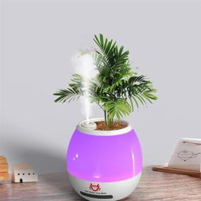 img 3 attached to 🔊 Wireless Bluetooth Speaker Mini Humidifier with LED Kids Night Light - Home Office Desk Decorative DIY Planting, Smart Flower Pots, Indoor Plastic Planter (White)