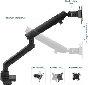 img 2 attached to 🖥️ VIVO Полный наклонный одноэкранный настольный держатель для монитора - премиум-алюминий, подъемное движение, подходит для экранов до 32 дюймов - STAND-V101BB