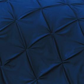img 3 attached to 🌙 Ella Pinch Pleat Comforter Set - Avondale Manor 7-Piece Reversible King Bedding in Navy