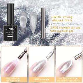 img 1 attached to 🐱 MIZHSE 10ml Universal Cat Eye Gel Nail Polish - Bright Silver UV Glitter Varnish with Magnetic Effects (Silver)