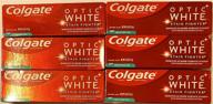 🦷 colgate optic white toothpaste - stain fighter - fresh mint gel - 4.2 oz (119 g) - pack of 6 tubes for a brighter smile logo