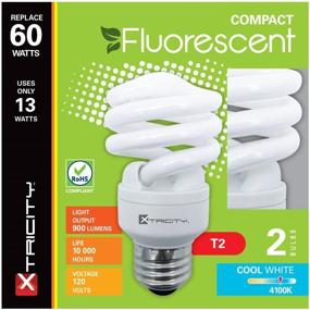 img 2 attached to 💡 Compact Fluorescent Light Bulb T2 Spiral CFL - 4100K Cool White, 13W (60W Equivalent) - Pack of 2