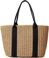 stylish women's handmade woven straw tote bag 👜 for summer beach outings - spacious large shoulder crossbody handbag logo