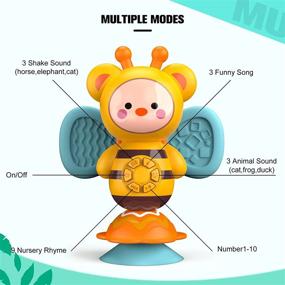 img 2 attached to 🐝 Tinabless Suction Cup High Chair Toy: Bee-themed Musical Toy with LED Lights for Infants - Developments Toy with Tray for Ages 6 Months and Up - Perfect Newborn Gift for Boys and Girls