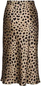 img 3 attached to Women's High Waist Silk Satin Leopard Print Skirt with Elasticized Waistband - Cheetah Design