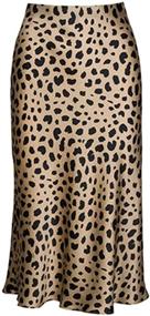 img 4 attached to Women's High Waist Silk Satin Leopard Print Skirt with Elasticized Waistband - Cheetah Design