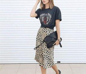 img 1 attached to Women's High Waist Silk Satin Leopard Print Skirt with Elasticized Waistband - Cheetah Design