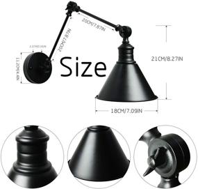 img 3 attached to 🕯️ Frosted Black Modern Industrial Up Down Swing Arm Wall Lights - Vintage Wall Mount Sconces - Hardwired 2-Pack