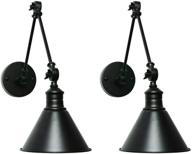 🕯️ frosted black modern industrial up down swing arm wall lights - vintage wall mount sconces - hardwired 2-pack логотип