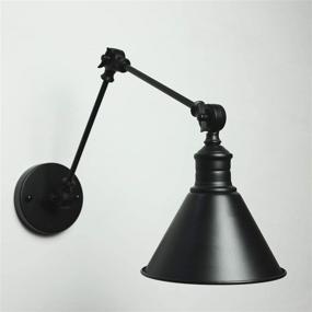 img 1 attached to 🕯️ Frosted Black Modern Industrial Up Down Swing Arm Wall Lights - Vintage Wall Mount Sconces - Hardwired 2-Pack