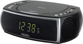 img 4 attached to 📻 Jensen Modern Home CD Tabletop Stereo Clock: AM/FM Radio, Dual Alarm, USB Charging, Headphone Jack, and Green LED Display