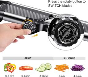 img 2 attached to 🔪 Stainless Steel Mandoline Food Slicer: Adjustable Thickness for Cheese, Fruits, and Vegetables - Complete Kitchen Set with Extra Brush and Blade Guard