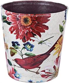 img 4 attached to 🗑️ HMANE 10L/2.64 Gallon PU Leather Trash Can: Waterproof Decorative Paper Basket in Natural Scenery Theme - Red Bird [Improved SEO]