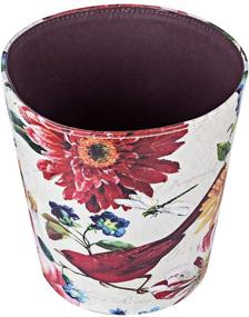 img 3 attached to 🗑️ HMANE 10L/2.64 Gallon PU Leather Trash Can: Waterproof Decorative Paper Basket in Natural Scenery Theme - Red Bird [Improved SEO]