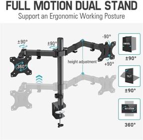 img 2 attached to 💻 Dual Monitor Desk Mount - Adjustable Arm for Two 27 Inch Computer Screens, Max 17.6lbs - MOUNTUP MU0002