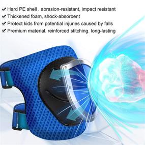 img 3 attached to 🏻 Kids 6 in 1 Protective Gear Set: Knee Pads, Elbow Pads & Wrist Guards for 3-8 Year Olds - Blue with Black