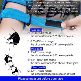 img 1 attached to 🏻 Kids 6 in 1 Protective Gear Set: Knee Pads, Elbow Pads & Wrist Guards for 3-8 Year Olds - Blue with Black