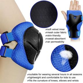 img 2 attached to 🏻 Kids 6 in 1 Protective Gear Set: Knee Pads, Elbow Pads & Wrist Guards for 3-8 Year Olds - Blue with Black