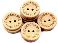 🧵 100 pcs round 2 hole handmade with love wooden button: perfect sewing embellishment accessory (1" /25mm diameter) logo