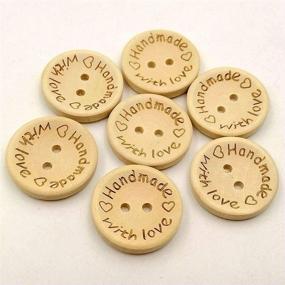 img 2 attached to 🧵 100 PCS Round 2 Hole Handmade with Love Wooden Button: Perfect Sewing Embellishment Accessory (1" /25mm Diameter)