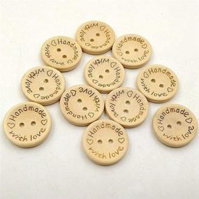 img 1 attached to 🧵 100 PCS Round 2 Hole Handmade with Love Wooden Button: Perfect Sewing Embellishment Accessory (1" /25mm Diameter)