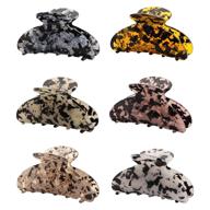 💁 stylish and versatile hair claw clips set - topzea 6pcs, tortoise hair claw banana clips in leopard print, french design hair accessories for women and girls, offered in vibrant colors logo