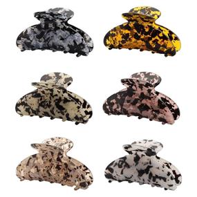 img 4 attached to 💁 Stylish and Versatile Hair Claw Clips Set - TOPZEA 6Pcs, Tortoise Hair Claw Banana Clips in Leopard Print, French Design Hair Accessories for Women and Girls, Offered in Vibrant Colors