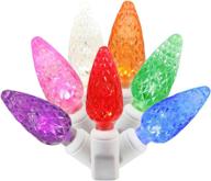 🎄 vibrant set of 50 multi-color commercial grade led c6 christmas lights by vickerman - white wire логотип