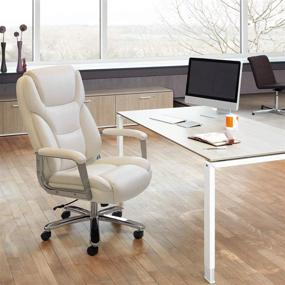 img 3 attached to 🪑 Homall Big and Tall Office Chair - High Back Executive Computer Chairs with Lumbar Support - Swivel, Adjustable, Leather, Ergonomic Desk Chair (White)