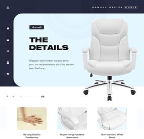 img 1 attached to 🪑 Homall Big and Tall Office Chair - High Back Executive Computer Chairs with Lumbar Support - Swivel, Adjustable, Leather, Ergonomic Desk Chair (White)