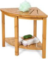 🛁 oasiscraft small bamboo shower bench with shelf and soap dish - ideal for indoor or outdoor use, enhancing your bathroom spa experience logo