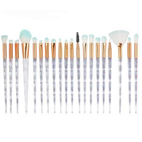 img 1 attached to 💎 Crystal Shiny Diamond Eye Shadow Makeup Brush Set - 20pcs Glitter Transparent Unicorn Makeup Brush Kit by Coshine