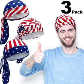 img 1 attached to 🏴 Chuangdi 3-Piece Suction Cap Quick-Drying Pirate Hats for Men and Women - Stars and Stripes Design