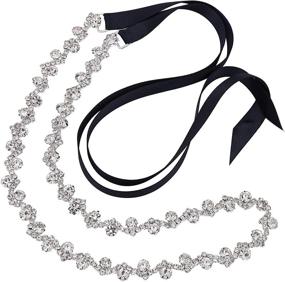 img 4 attached to Sarekabride Rhinestone Wedding Bridesmaid Silver Navy Women's Accessories in Belts