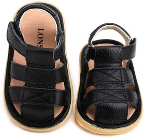 img 3 attached to LONSOEN Athletic Outdoor Leather Sandals for Toddler Girls' Shoes