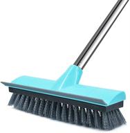 🔌 42.52in push broom outdoor floor cleaning brush with squeegee, stiff bristles, and stainless steel long handle - ideal for kitchen, bathroom, garage, pool, and grout logo