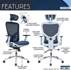 img 2 attached to 🪑 Superior Comfort and Style: Techni Mobili Blue Mesh Office Chair