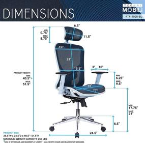 img 1 attached to 🪑 Superior Comfort and Style: Techni Mobili Blue Mesh Office Chair