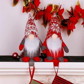 img 3 attached to 🎅 2-Pack Christmas Gnome Stocking Holders | Mantle Xmas Stocking Stand Hangers | Plush Gnome Hooks for Stockings | Fireplace Hooks Hanger for Christmas Decor