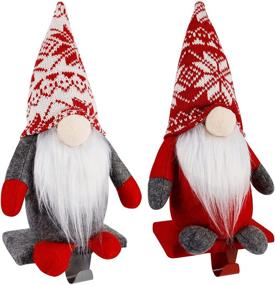 img 4 attached to 🎅 2-Pack Christmas Gnome Stocking Holders | Mantle Xmas Stocking Stand Hangers | Plush Gnome Hooks for Stockings | Fireplace Hooks Hanger for Christmas Decor