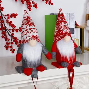 img 2 attached to 🎅 2-Pack Christmas Gnome Stocking Holders | Mantle Xmas Stocking Stand Hangers | Plush Gnome Hooks for Stockings | Fireplace Hooks Hanger for Christmas Decor