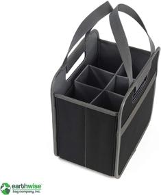 img 2 attached to 🍷 Earthwise Foldable 6 Bottle Wine Bag Carrier: Collapsible Grocery Shopping Heavy Duty Durable Nylon (2 Pack)