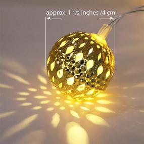 img 1 attached to 🌟 SerieCozy Moroccan Orb LED Globe String Lights with 20 Large Golden Metal Balls, Battery Operated with Timer Function, in Warm White for Decorative Purposes