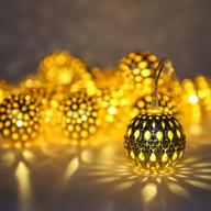 🌟 seriecozy moroccan orb led globe string lights with 20 large golden metal balls, battery operated with timer function, in warm white for decorative purposes логотип