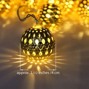 img 2 attached to 🌟 SerieCozy Moroccan Orb LED Globe String Lights with 20 Large Golden Metal Balls, Battery Operated with Timer Function, in Warm White for Decorative Purposes